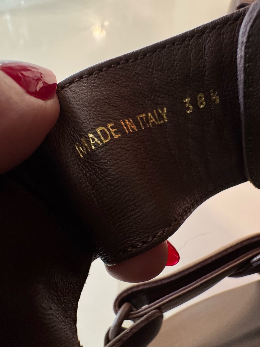 Women’s Luxury Prada Brown Leather Dual-Strap Slide Sandal with Gold Logo - Picture 14 of 14